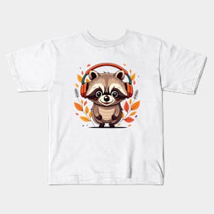 Autumn Serenade with Raccoon Kids T-Shirt